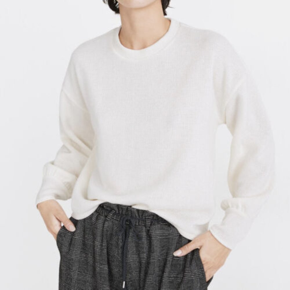 Madewell puff sleeved mock neck sweater top